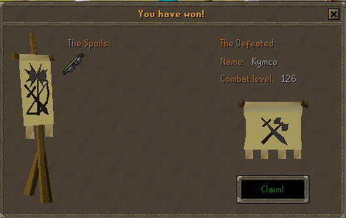 Old school Runescape twisted bow win at duel arena.