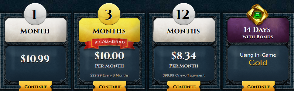 RuneScape membership packages