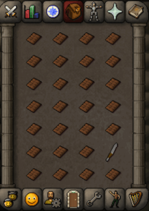 osrs inventory of chocolate bars and knife