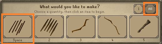 OSRS Carve Arrow Shafts Menu
