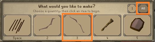 OSRS Carve Maple Longbow Menu