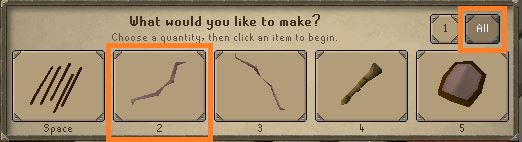 OSRS Carve Maple Shortbow Menu