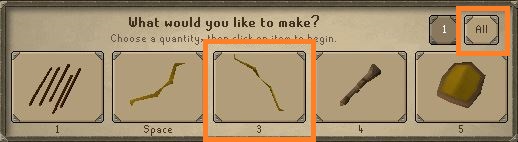 OSRS Carve Oak Longbow Menu