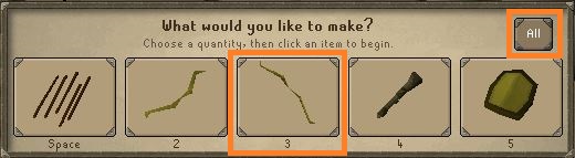 OSRS Carve Willow Longbow Menu