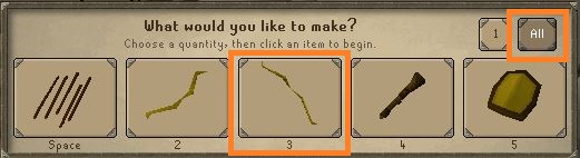 OSRS Carve Yew Longbow Menu