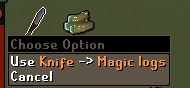 OSRS Use Knife on Magic Logs