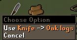 OSRS Use Knife on Oak Logs